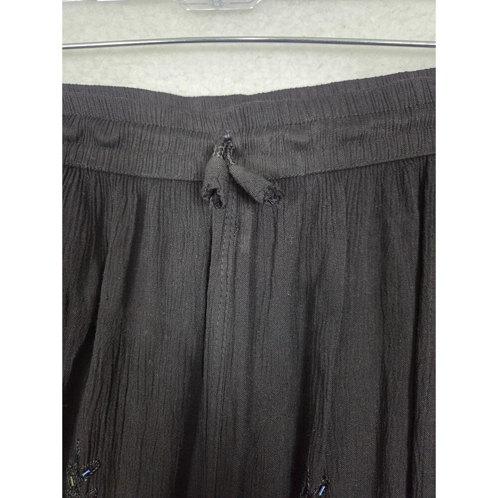 Dark Fairy Grunge Peasant Skirt M Black Embroidered Beaded Boho Flowy Gauzy - Picture 5 of 8